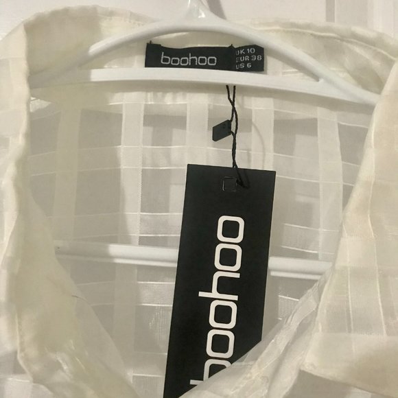 boohoo-Check Organza Button Through Shirt - Picture 8 of 8